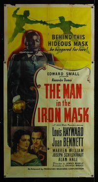 f149 MAN IN THE IRON MASK three-sheet movie poster R47 Louis Hayward,Bennett