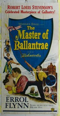 f155 MASTER OF BALLANTRAE three-sheet movie poster '53 Errol Flynn, Scotland!
