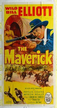 f156 MAVERICK three-sheet movie poster '53 Wild Bill Elliott, U.S. Cavalry!