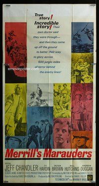 f158 MERRILL'S MARAUDERS three-sheet movie poster '62 Sam Fuller, Chandler