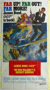 f173 ON HER MAJESTY'S SECRET SERVICE int'l three-sheet movie poster '70 Bond