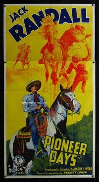 f184 PIONEER DAYS three-sheet movie poster '40 Jack Randall stone litho!