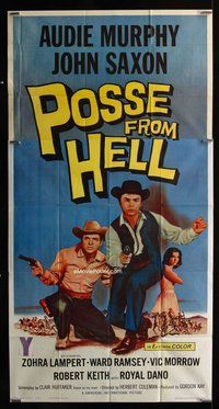 f187 POSSE FROM HELL three-sheet movie poster '61 Audie Murphy, John Saxon