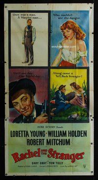 f191 RACHEL & THE STRANGER three-sheet movie poster '48 Loretta Young, Holden