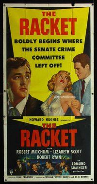 f192 RACKET three-sheet movie poster '51 Lizabeth Scott, Robert Mitchum
