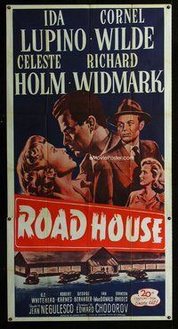 f195 ROAD HOUSE three-sheet movie poster R53 Ida Lupino, Cornel Wilde, noir
