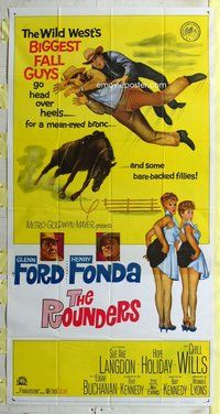 f202 ROUNDERS three-sheet movie poster '65 Glenn Ford, Henry Fonda