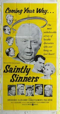 f204 SAINTLY SINNERS three-sheet movie poster '62 unbelievable & lovable!