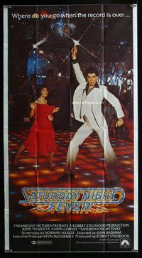 f207 SATURDAY NIGHT FEVER int'l three-sheet movie poster '77 John Travolta