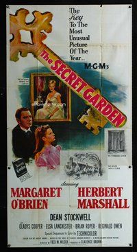 f208 SECRET GARDEN three-sheet movie poster '49 Margaret O'Brien, Marshall