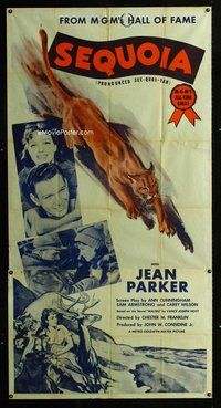 f209 SEQUOIA three-sheet movie poster R53 Jean Parker, cool cougar image!