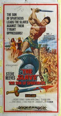 f215 SLAVE three-sheet movie poster '63 Steve Reeves, Sergio Corbucci
