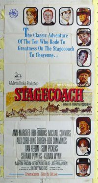 f218 STAGECOACH three-sheet movie poster '66 Norman Rockwell artwork!