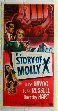 f223 STORY OF MOLLY X three-sheet movie poster '49 June Havoc in jail!