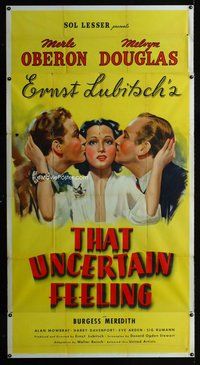 f235 THAT UNCERTAIN FEELING three-sheet movie poster '41 Ernst Lubitsch