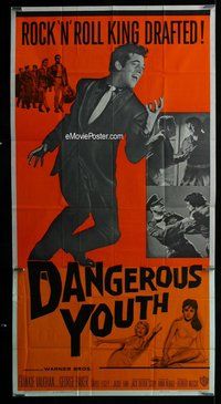 f236 THESE DANGEROUS YEARS three-sheet movie poster '58 Dangerous Youth!