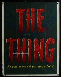 f002 THING incomplete three-sheet movie poster '51 Howard Hawks horror!