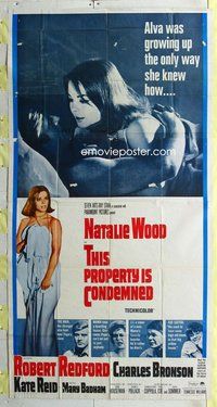 f240 THIS PROPERTY IS CONDEMNED three-sheet movie poster '66 Natalie Wood