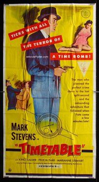 f245 TIMETABLE linen three-sheet movie poster '56 Mark Stevens, Felicia Farr