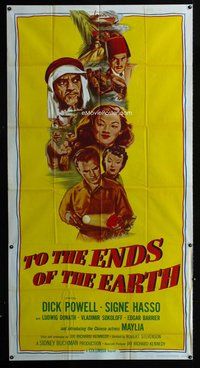 f247 TO THE ENDS OF THE EARTH three-sheet movie poster R56 Dick Powell, Hasso