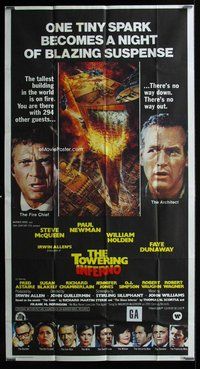 f250 TOWERING INFERNO int'l three-sheet movie poster '74 Steve McQueen, Newman