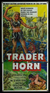 f252 TRADER HORN three-sheet movie poster R53 W.S. Van Dyke, Edwina Booth