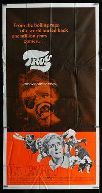 f254 TROG int'l three-sheet movie poster '70 Joan Crawford, prehistoric horror!