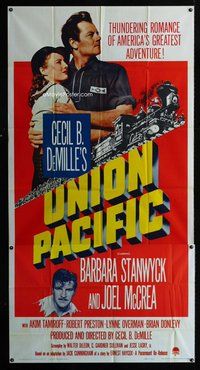 f257 UNION PACIFIC three-sheet movie poster R58 Barbara Stanwyck, McCrea