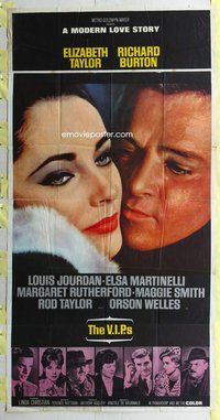 f260 VIPs three-sheet movie poster '63 Elizabeth Taylor, Richard Burton