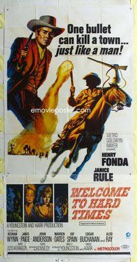 f264 WELCOME TO HARD TIMES three-sheet movie poster '67 Henry Fonda western!