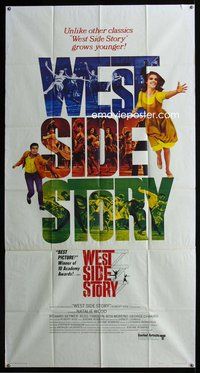 f265 WEST SIDE STORY three-sheet movie poster R68 Natalie Wood, Rita Moreno