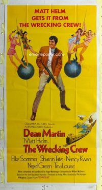 f271 WRECKING CREW three-sheet movie poster '69 Dean Martin as Matt Helm!