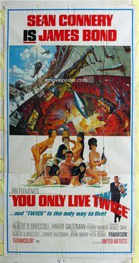 f274 YOU ONLY LIVE TWICE three-sheet movie poster '67 Sean Connery IS Bond!