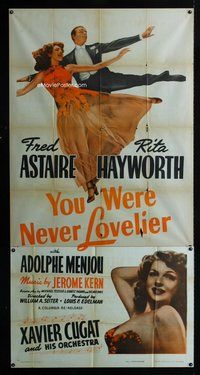 f275 YOU WERE NEVER LOVELIER three-sheet movie poster R49 Astaire & Rita!