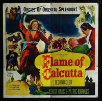 f299 FLAME OF CALCUTTA six-sheet movie poster '53 Splendid Oriental Orgies
