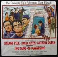 f303 GUNS OF NAVARONE six-sheet movie poster '61 Greg Peck, Niven, Quinn