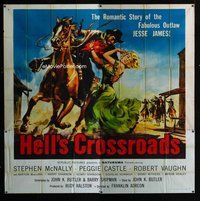 f305 HELL'S CROSSROADS six-sheet movie poster '57 sexy Peggy Castle!