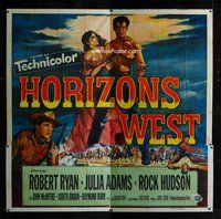f307 HORIZONS WEST six-sheet movie poster '52 Robert Ryan, Rock Hudson