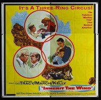 f309 INHERIT THE WIND six-sheet movie poster '60 Spencer Tracy, March