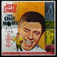 f311 IT'S ONLY MONEY six-sheet movie poster '62 private eye Jerry Lewis!