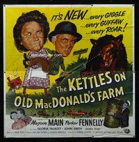 f313 KETTLES ON OLD MacDONALD'S FARM six-sheet movie poster '57 Main