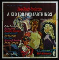 f314 KID FOR TWO FARTHINGS English six-sheet movie poster '56 Diana Dors