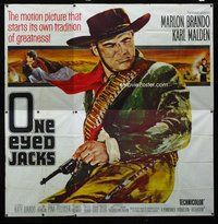 f324 ONE EYED JACKS six-sheet movie poster '61 Brando directed & starred!