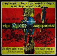 f331 QUIET AMERICAN six-sheet movie poster '58 Audie Murphy, Redgrave