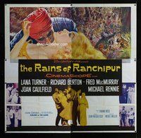 f332 RAINS OF RANCHIPUR six-sheet movie poster '55 Lana Turner, Burton