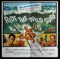 f336 RIDE THE WILD SURF six-sheet movie poster '64 Fabian, great image!