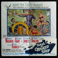 f338 SAIL A CROOKED SHIP six-sheet movie poster '61 Robert Wagner, Hart