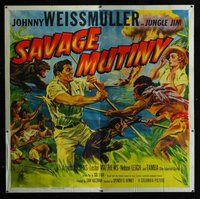 f339 SAVAGE MUTINY six-sheet movie poster '53 Weissmuller as Jungle Jim!