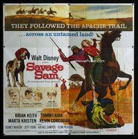 f340 SAVAGE SAM six-sheet movie poster '63 Walt Disney, Texas pothound!