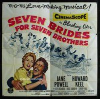 f344 SEVEN BRIDES FOR SEVEN BROTHERS six-sheet movie poster '54 Powell
